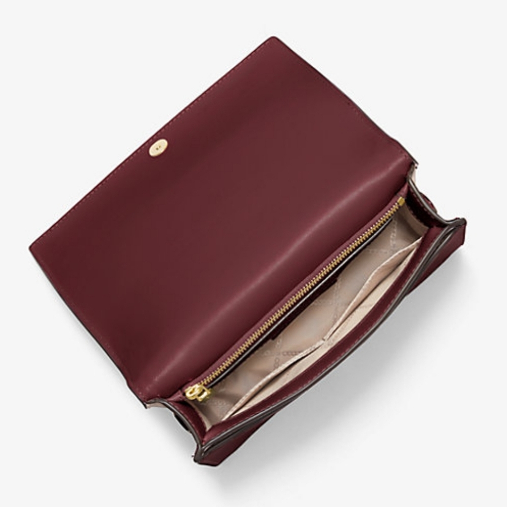 Michael Kors Burgundy And Gold Jet Set Saffiano Leather Crossbody Bag - Picture 2 of 3